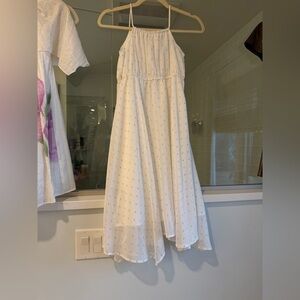 H&M White Girls Dress with metallic Dots girls size 10